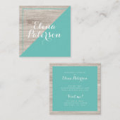 Modernes Grauholz aquamariner Farbblock handgefert Quadratische Visitenkarte (Vorne/Hinten)