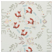 Modernes Graukorallenrosa Personalisiert Foxmuster Stoff (Nahaufnahme)