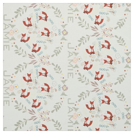 Modernes Graukorallenrosa Personalisiert Foxmuster Stoff (Muster)