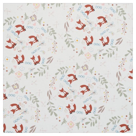 Modernes Graukorallenrosa Personalisiert Foxmuster Stoff (Muster)