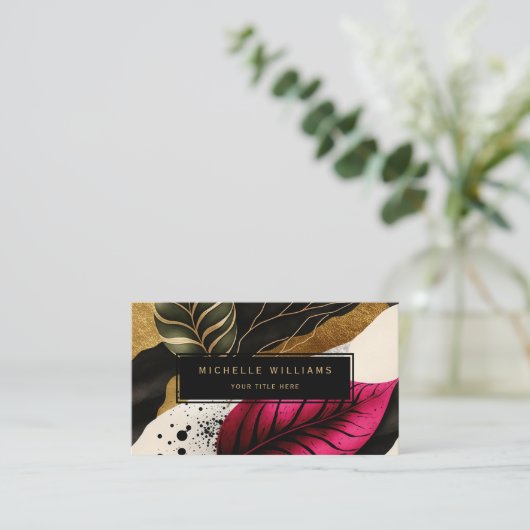 Modernes Grauleaf Abstrakt Visitenkarte (Stehend Vorderseite)