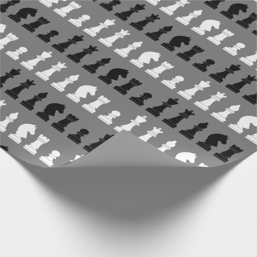 Modernes Grauschachspiel-Muster Geschenkpapier (Ecke)