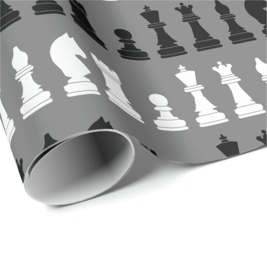 Modernes Grauschachspiel-Muster Geschenkpapier (Rolleneckpunkt)