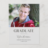 Modernes Gray 2025 Graduate 1-Foto Abschluss Postkarte (Vorderseite)