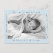 Modernes Gray auf Blue Baby Ankündigung (Vorderseite)