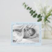 Modernes Gray auf Blue Baby Ankündigung (Stehend Vorderseite)