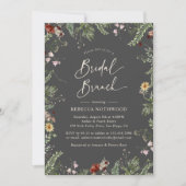 Modernes Gray Boho Wildblumen Bridal Brunch Einladung (Vorderseite)