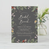 Modernes Gray Boho Wildblumen Bridal Brunch Einladung (Stehend Vorderseite)