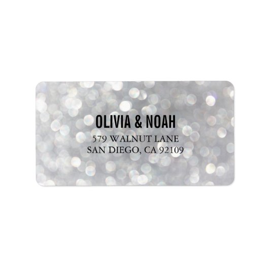 Modernes Gray Bokeh Elegant Wedding Address Labels Adressaufkleber (Vorne)