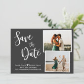 Modernes Gray Elegante Typografie-Foto Save The Date (Stehend Vorderseite)