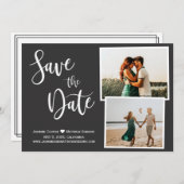 Modernes Gray Elegante Typografie-Foto Save The Date (Vorne/Hinten)