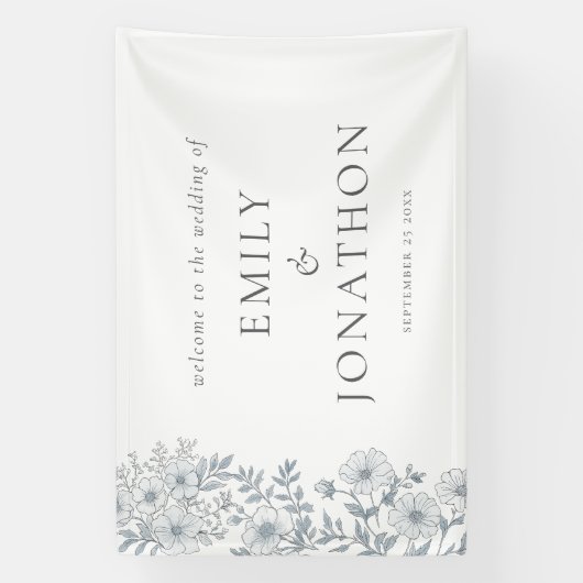 Modernes Gray Florals Herzlich Willkommen beim Hoc Banner (Vertikal)