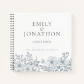 Modernes Gray Florals Wedding Guest Book Notizblock (Vorderseite)