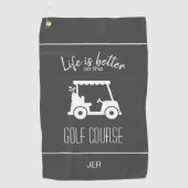 Modernes Gray Golfer Golfkurs Mit Monogramm Golfhandtuch (Vorderseite)