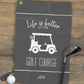 Modernes Gray Golfer Golfkurs Mit Monogramm Golfhandtuch