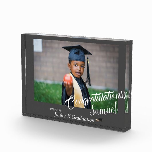 Modernes Gray Herzlichen Glückwunsch JK Grad Ankün Fotoblock (Rechts)