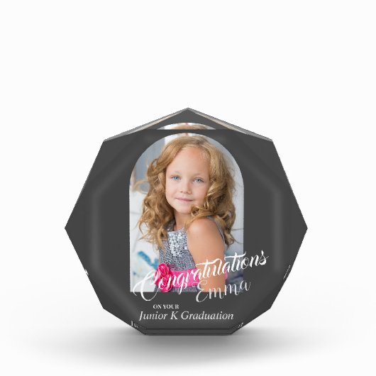 Modernes Gray Herzlichen Glückwunsch JK Grad Ankün Fotoblock (Vorderseite)