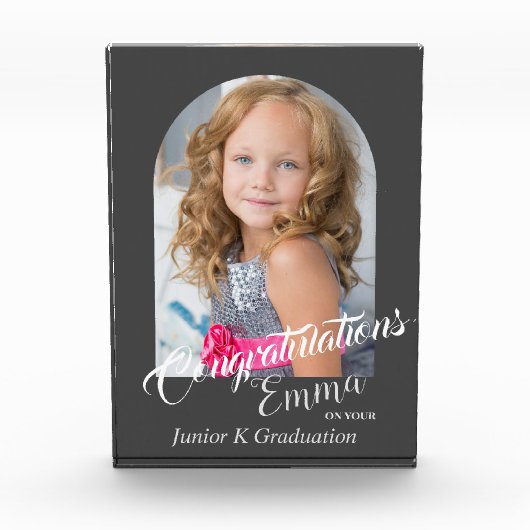 Modernes Gray Herzlichen Glückwunsch JK Grad Ankün Fotoblock (Vorderseite)
