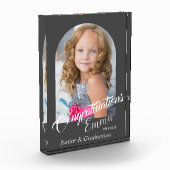 Modernes Gray Herzlichen Glückwunsch JK Grad Ankün Fotoblock (Links)