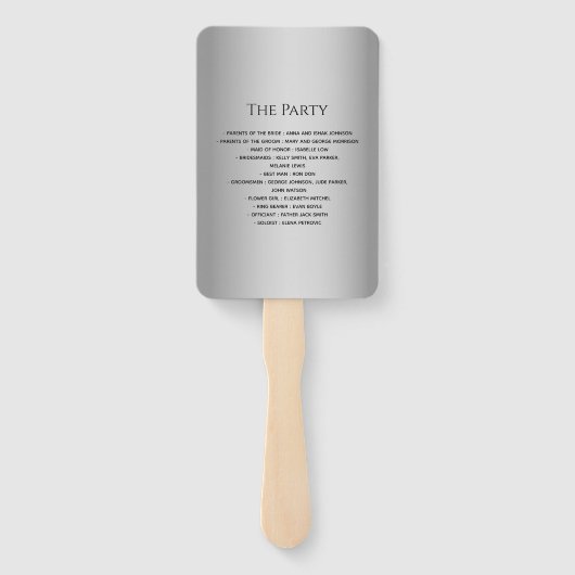 Modernes Gray-Hochzeitsprogramm Fächer (Rückseite)