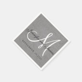Modernes Gray Linen Monogram Hochzeitspapier Napki Serviette (Ecke)