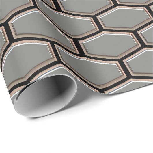 Modernes Gray Sleek Hexagon Handsome Geschenkpapier (Rolleneckpunkt)