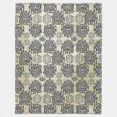Modernes Gray Tan Retro Tribal Dots iKat Muster Fleecedecke (Vorderseite)