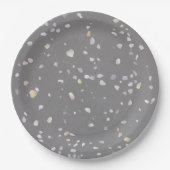 Modernes Gray Terrazzo Pappteller (Vorderseite)