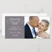 Modernes Gray Wedding Foto Vielen Dank Karten (Vorne/Hinten)