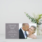 Modernes Gray Wedding Foto Vielen Dank Karten (Stehend Vorderseite)