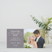 Modernes Gray Wedding Foto Vielen Dank Karten (Stehend Vorderseite)