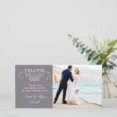 Modernes Gray Wedding Foto Vielen Dank Karten (Stehend Vorderseite)