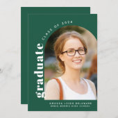 Modernes Green Arch Foto 2024 Abschluss Ankündigung (Vorne/Hinten)