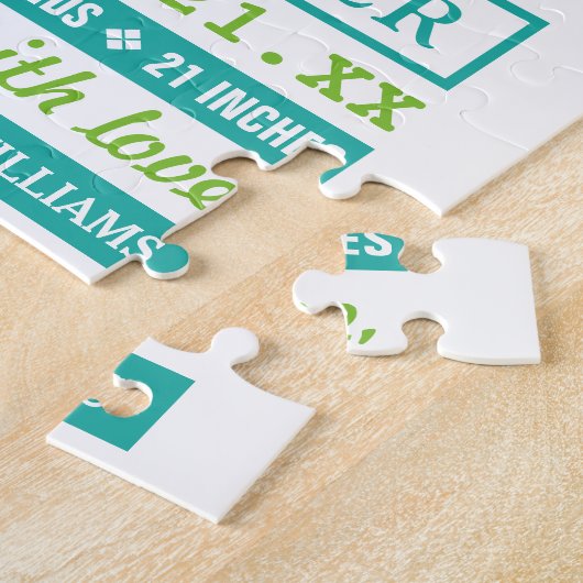 Modernes Green Baby Boy Foto Geburtsankündigung Puzzle (Seite)