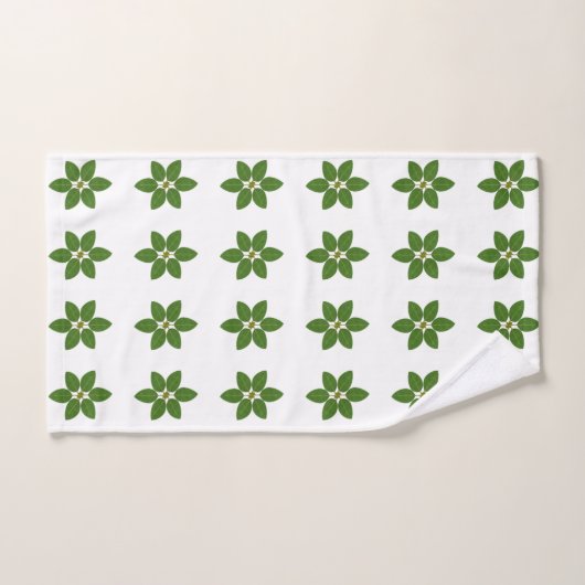 Modernes Green Bay Leaf-Muster auf Weiß Badhandtuch Set (Handtuch)