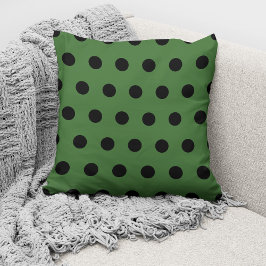 Modernes Green Black Polka Dots Muster Kissen