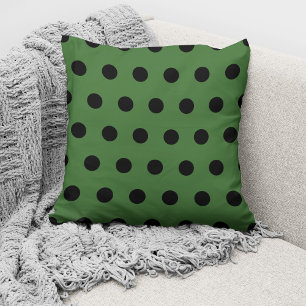 Modernes Green Black Polka Dots Muster Kissen