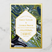 Modernes Green Blue Earth Tone Abstrakt HochzeitGo Folieneinladung (Vorderseite)