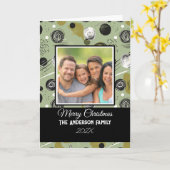 Modernes Green Boho Abstrakte Weihnachtsfamilie Fo Karte (Gelbe Blume)