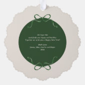 Modernes Green Bows Weihnachts-Foto Ornament Karte (Rückseite)