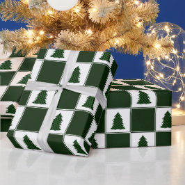 Modernes Green Buffalo Kariertes Weihnachtsbaummus Geschenkpapier