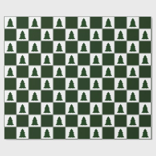 Modernes Green Buffalo Kariertes Weihnachtsbaummus Geschenkpapier (Flach)