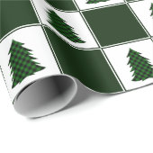 Modernes Green Buffalo Kariertes Weihnachtsbaummus Geschenkpapier (Rolleneckpunkt)