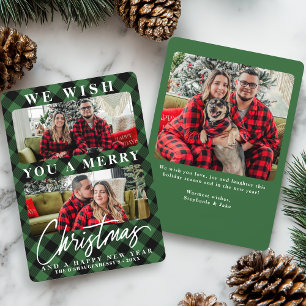 Modernes Green Buffalo Kariertes Weihnachtsfest Fo Feiertagskarte
