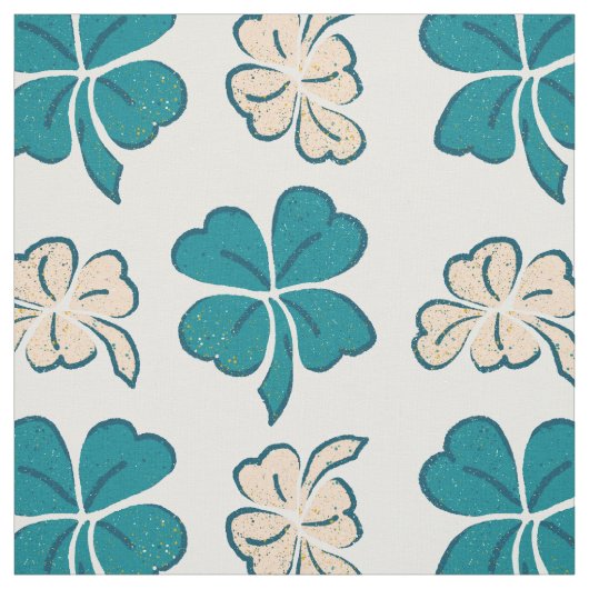 Modernes Green Clover Kleeblatt Zeichnend Muster Stoff (Muster)