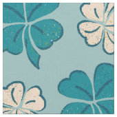 Modernes Green Clover Kleeblatt Zeichnend Muster Stoff (Nahaufnahme)