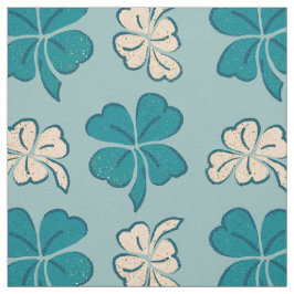 Modernes Green Clover Kleeblatt Zeichnend Muster Stoff