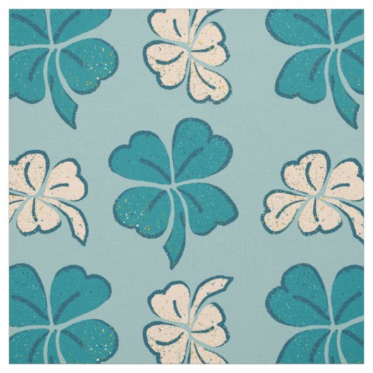 Modernes Green Clover Kleeblatt Zeichnend Muster Stoff (Muster)