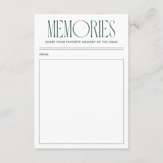 Modernes Green Favorite Memory Graduate Begleitkarte (Vorderseite)