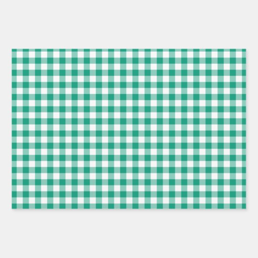Modernes Green Gingham Karos Pattern Geschenkpapier Set (Vorderseite)